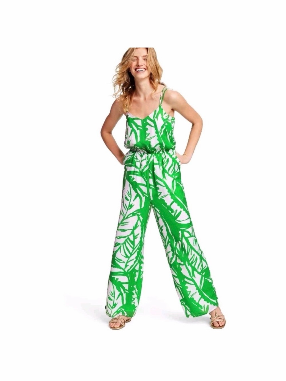 Lilly Pulitzer Palm-Print Wide-Leg Jumpsuit 20th Anniversary Collection
